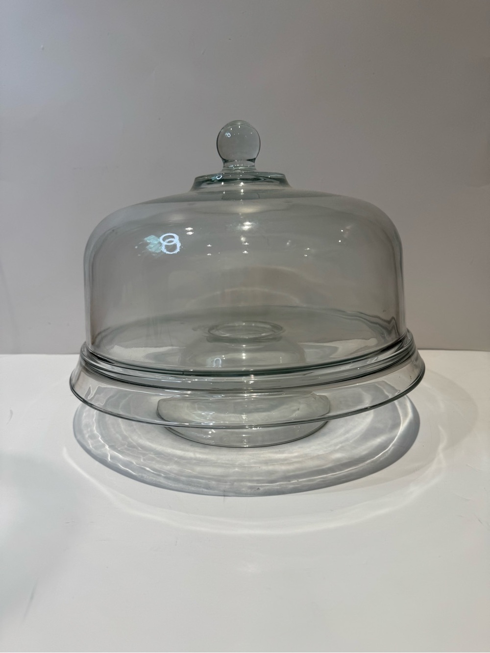 2-Piece Clear Glass Cake / Chip Dip Holder with Dome Cover with Round Knob - Picture 2 of 10